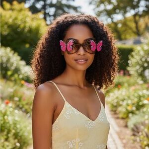 Butterfly Sunglasses with Pink Accents